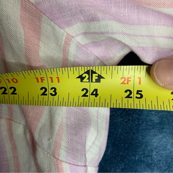 Foxcroft NYC Blouse Women’s 22W Pink Striped Buttoned Shirt Top 100% Linen EUC - Picture 7 of 8